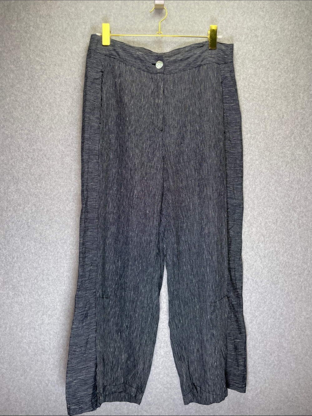 Habitat Linen Striped Blue & White High Waisted Wide Leg Lagenlook Trouser Pants